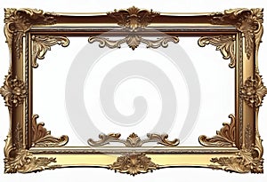 Luxury vintage frame on a white background, ornamental style, elegant frame for design and photos,