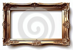 Luxury vintage frame on a white background, ornamental style, elegant frame for design and photos,