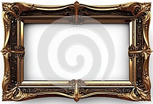 Luxury vintage frame on a white background, ornamental style, elegant frame for design and photos,