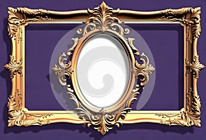 Luxury vintage frame on a white background, ornamental style, elegant frame for design and photos,