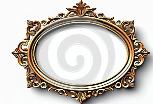 Luxury vintage frame on a white background, ornamental style, elegant frame for design and photos,