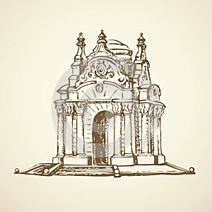 Luxury vintage gazebo. Vector drawing