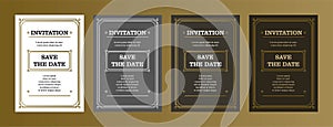 Luxury vintage golden vector invitation card template. modern wedding invitation card
