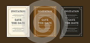 Luxury vintage golden vector invitation card template. wedding invitation