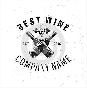 Luxury vintage style wine theme logo. Elegant logotype template Emblem for wine , restaurant menu, winery branding. Wine logo with