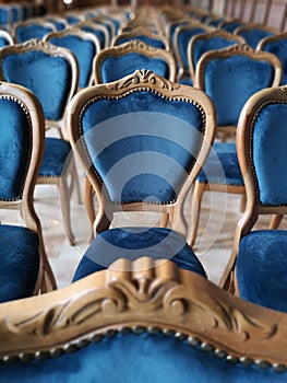 Luxury vintage wooden blue chairs