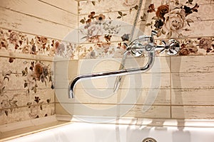 Luxury washbasin in the hotel. Designer bathroom in the Spa . Washbasin close-up