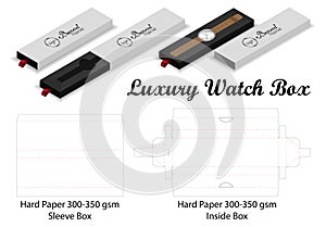 luxury watch sleeve box mockup dieline template
