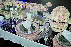 Luxury wedding decoration of the table