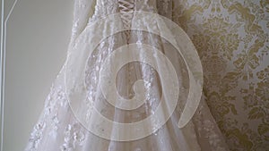 Luxury wedding dress for bride. Bridal white gown.