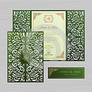 Luxury wedding invitation or greeting card with vintage floral o
