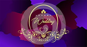 Abstract vector background illustration design, Gold color luxury and floral wedding party background design