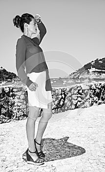 Woman in Donostia; San Sebastian, Spain looking into distance