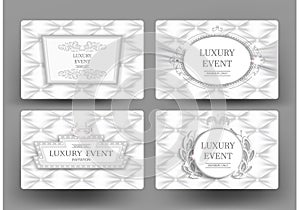 Luxury white elegant vintage cards with leather texture.