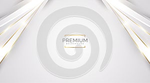 Luxury White and Gold Background with Golden Lines and Paper Cut Style