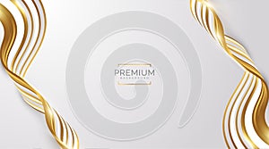 Luxury White and Gold Background with Golden Lines and Paper Cut Style