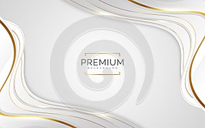 Luxury White and Gold Background with Golden Lines and Paper Cut Style