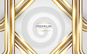 Luxury White and Gold Background with Golden Lines and Paper Cut Style