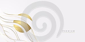 Luxury White and Gold Background with Golden Lines and Paper Cut Style