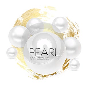 Luxury white pearl on gold background