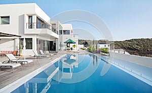 Luxury white villa with swimming pool