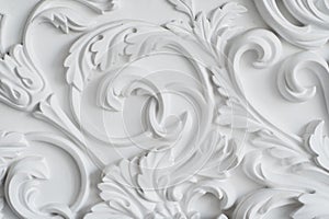 Luxury white wall design bas-relief with stucco mouldings roccoco element photo