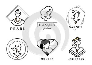 Luxury woman logo with jewel