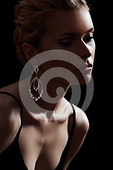 Luxury woman model, fashion chic jewelry, neckline