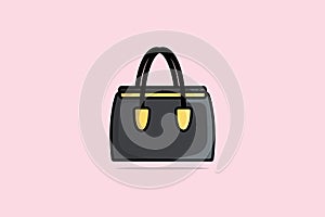 Luxury Women Handbag or Purse vector illustration. Beauty fashion objects icon concept. Ladies bright leather bag, female fashion