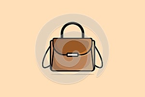 Luxury Women Handbag or Purse vector illustration. Beauty fashion objects icon concept. Ladies bright leather bag, female fashion