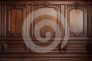 Luxury wood paneling background or texture. highly crafted classic / traditional wood paneling, with a frame pattern, often seen