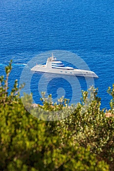 Luxury Yacht against azure sea