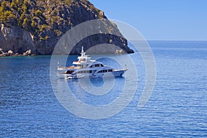 Luxury yacht anchorage in Greece