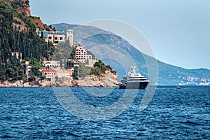 Luxury yacht anchored off Dalmatian coast