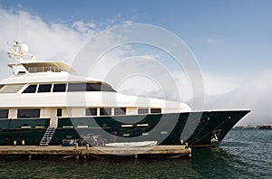 Luxury yacht at dock
