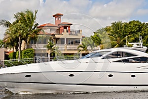 Luxury yacht on Florida canal