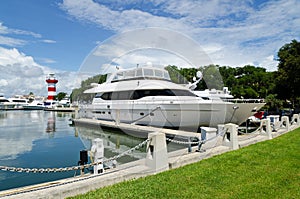 Luxury yacht in harbor