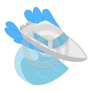 Luxury yacht icon isometric vector. New white power boat cruising in high speed