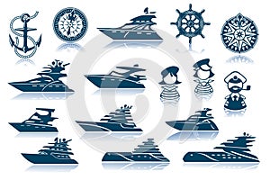 Luxury Yacht Icon Set photo