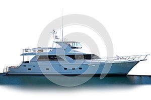 Luxury yacht isolated against white background