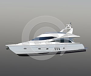 Luxury yacht. modern motor long big black and white yacht isolated on white background. Boat on the background