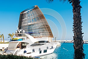 Luxury yacht moored in Ayia Napa marina. Famagusta District, Cyprus