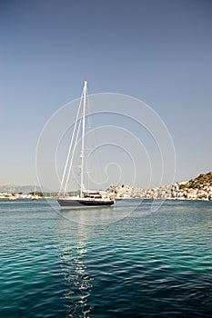 Luxury yacht near the Poros island, Greece