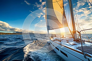 Luxury yacht sailing trip. Generate AI