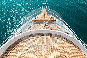 Luxury yacht, stern interior, comfortable design for rest leisure tourism travel