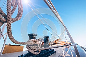 Luxury yacht tackle during the ocean voyage