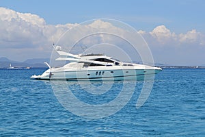 Luxury yacht in turquoise Illetes Formentera