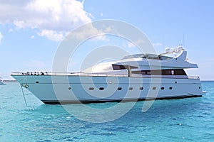 Luxury yacht in turquoise Illetes Formentera photo