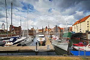 Luxury yachts in the bay area of Gdansk,Poland, Baltic coast