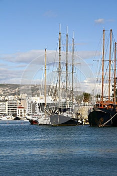 Luxury yachts at the dock. Marina Zeas, Piraeus, Greece